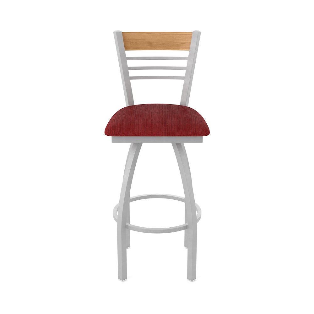 30" Swivel Bar Stool, Anodized Nickel Finish, Medium Back, Graph Ruby Seat