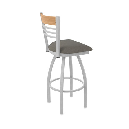 30" Swivel Bar Stool, Anodized Nickel Finish, Medium Back, Graph Chalice Seat