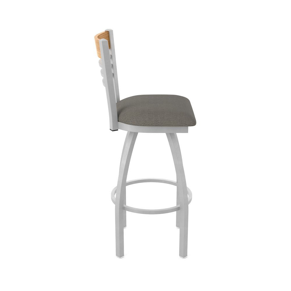 30" Swivel Bar Stool, Anodized Nickel Finish, Medium Back, Graph Chalice Seat