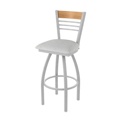 30" Swivel Bar Stool, Anodized Nickel Finish, Medium Back, Graph Alpine Seat