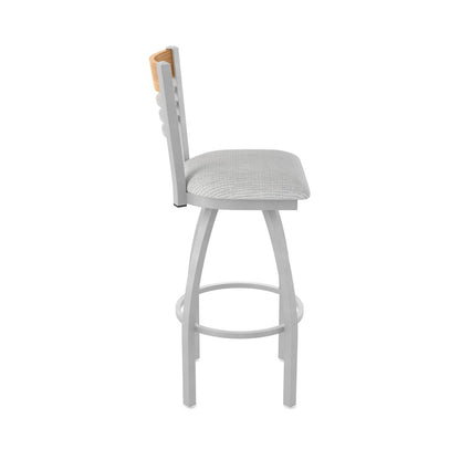30" Swivel Bar Stool, Anodized Nickel Finish, Medium Back, Graph Alpine Seat
