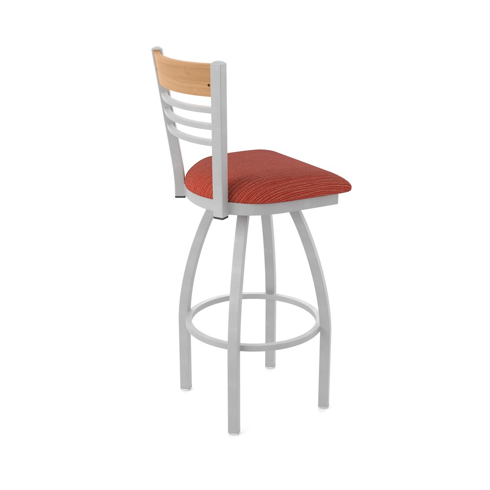 30" Swivel Bar Stool, Anodized Nickel Finish, Medium Back, Graph Poppy Seat
