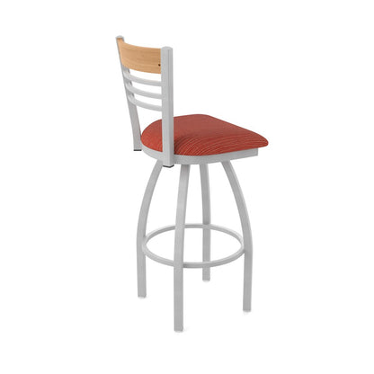 30" Swivel Bar Stool, Anodized Nickel Finish, Medium Back, Graph Poppy Seat