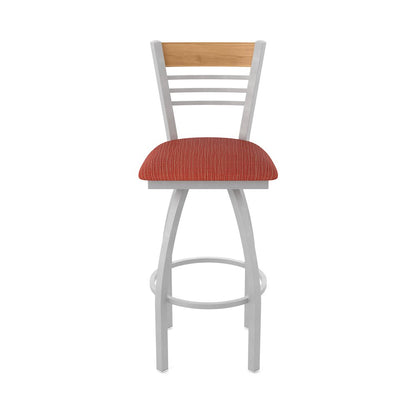 30" Swivel Bar Stool, Anodized Nickel Finish, Medium Back, Graph Poppy Seat
