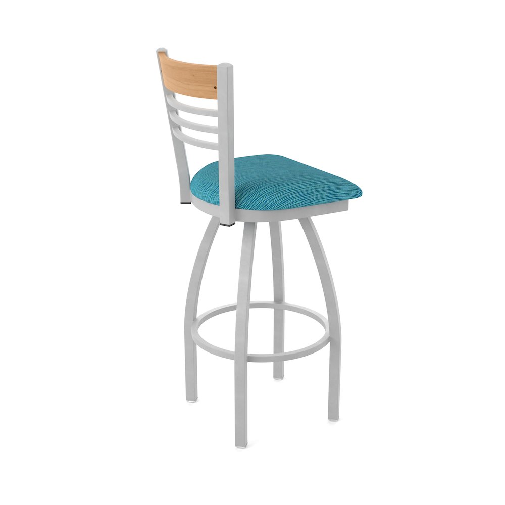 30" Swivel Bar Stool, Anodized Nickel Finish, Medium Back, Graph Tidal Seat