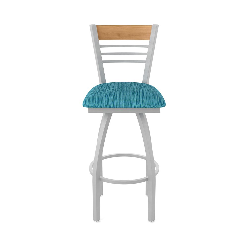 30" Swivel Bar Stool, Anodized Nickel Finish, Medium Back, Graph Tidal Seat