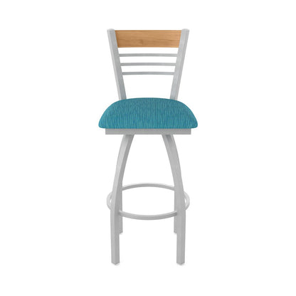 30" Swivel Bar Stool, Anodized Nickel Finish, Medium Back, Graph Tidal Seat