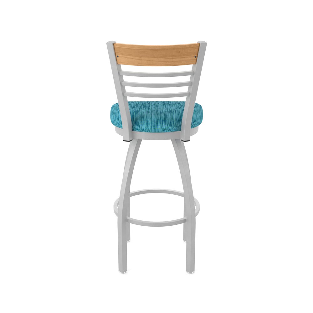 30" Swivel Bar Stool, Anodized Nickel Finish, Medium Back, Graph Tidal Seat