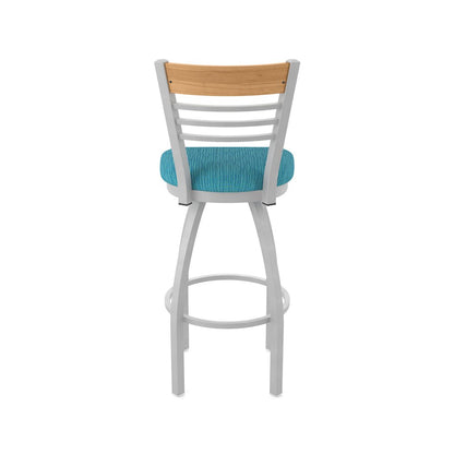 30" Swivel Bar Stool, Anodized Nickel Finish, Medium Back, Graph Tidal Seat