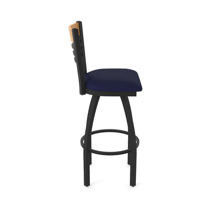 30" Swivel Bar Stool, Black Wrinkle Finish, Medium Back, Canter Twilight Seat