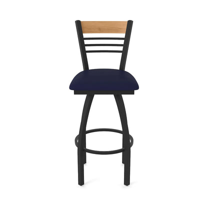 30" Swivel Bar Stool, Black Wrinkle Finish, Medium Back, Canter Twilight Seat