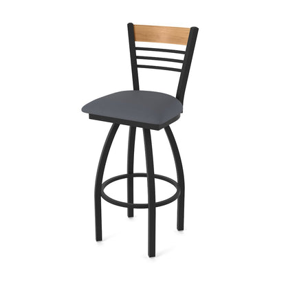 30" Swivel Bar Stool, Black Wrinkle Finish, Medium Back, Canter Storm Seat