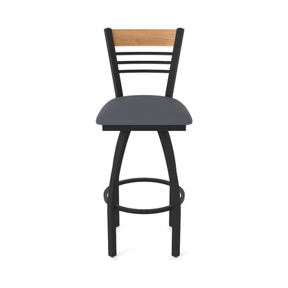 30" Swivel Bar Stool, Black Wrinkle Finish, Medium Back, Canter Storm Seat