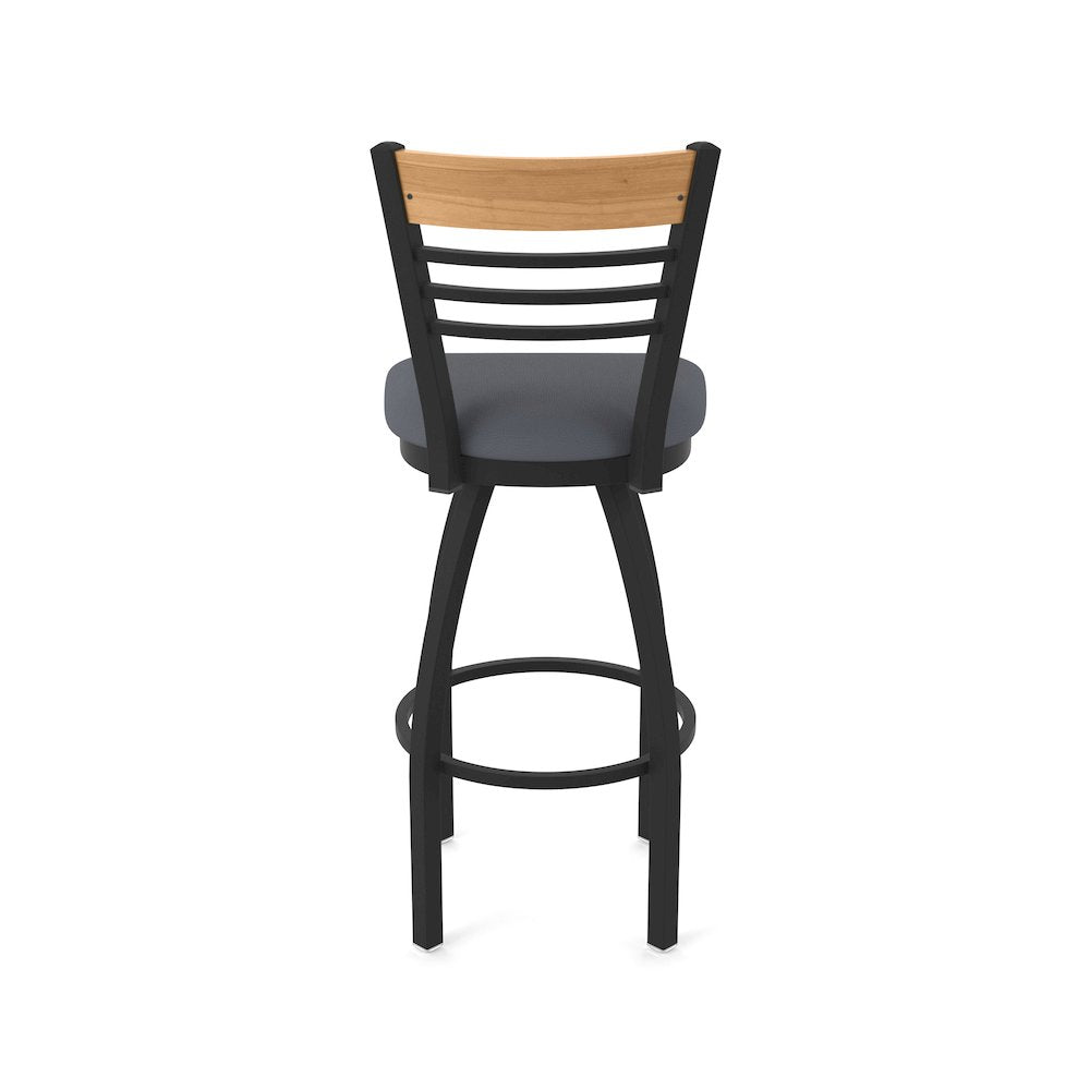 30" Swivel Bar Stool, Black Wrinkle Finish, Medium Back, Canter Storm Seat