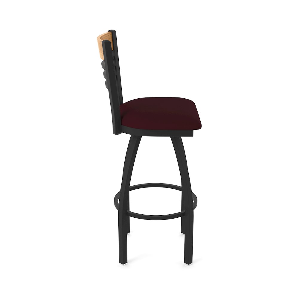30" Swivel Bar Stool, Black Wrinkle Finish, Medium Back, Canter Bordeaux Seat