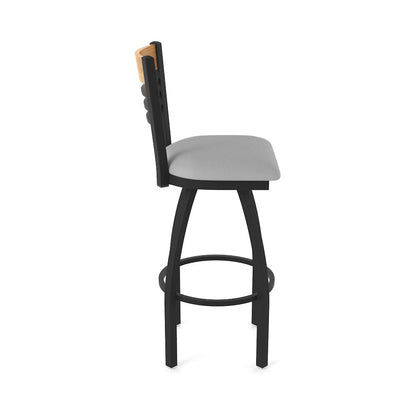 30" Swivel Bar Stool, Black Wrinkle Finish, Medium Back