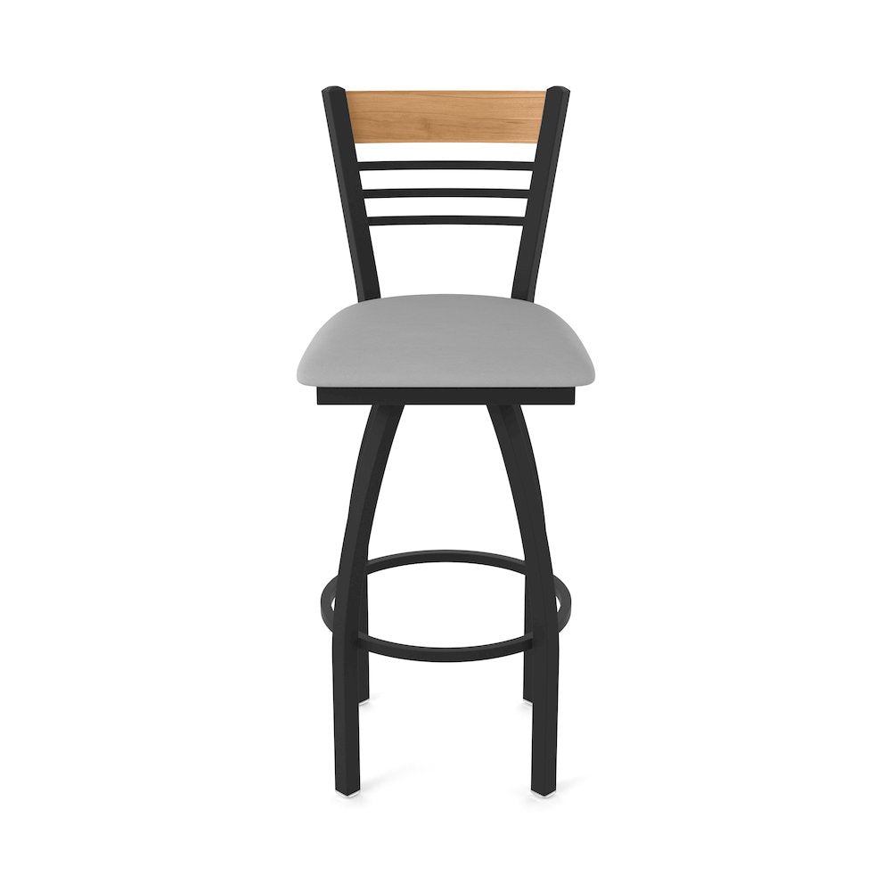30" Swivel Bar Stool, Black Wrinkle Finish, Medium Back