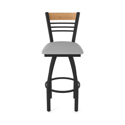30" Swivel Bar Stool, Black Wrinkle Finish, Medium Back