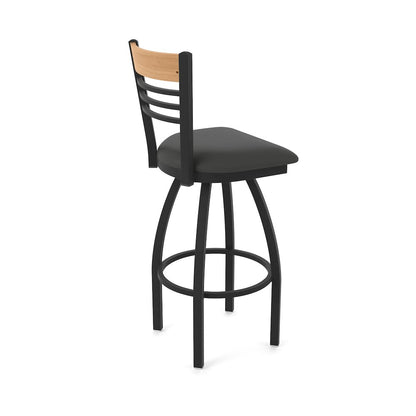 30" Swivel Bar Stool, Black Wrinkle Finish, Medium Back, Canter Iron Seat