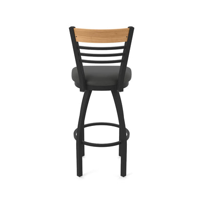 30" Swivel Bar Stool, Black Wrinkle Finish, Medium Back, Canter Iron Seat