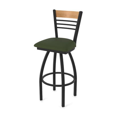 30" Swivel Bar Stool, Black Wrinkle Finish, Medium Back, Canter Pine Seat