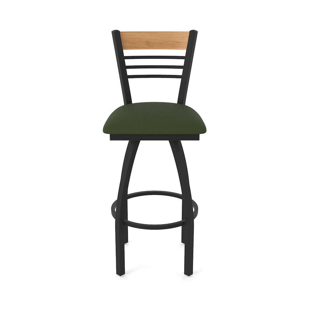 30" Swivel Bar Stool, Black Wrinkle Finish, Medium Back, Canter Pine Seat