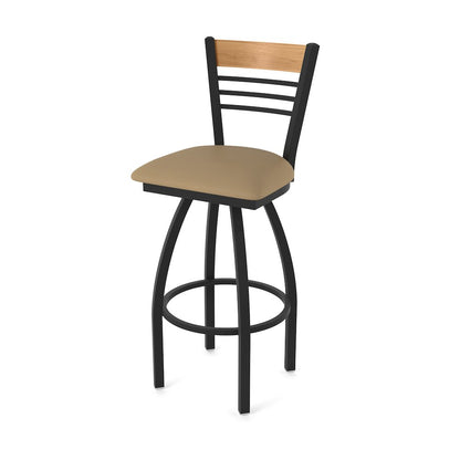 30" Swivel Bar Stool, Black Wrinkle Finish, Medium Back, Canter Sand Seat