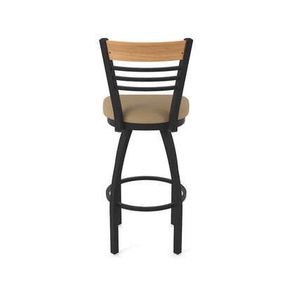 30" Swivel Bar Stool, Black Wrinkle Finish, Medium Back, Canter Sand Seat