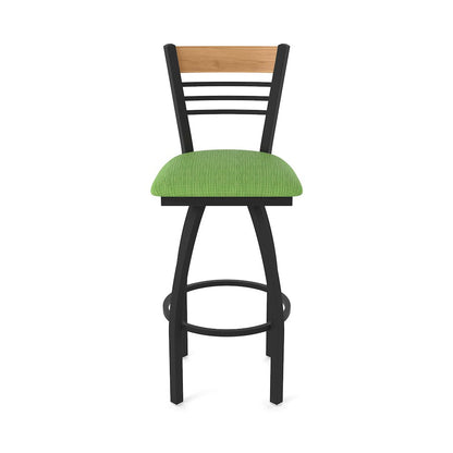 30" Swivel Bar Stool, Black Wrinkle Finish, Medium Back, Graph Parrot Seat