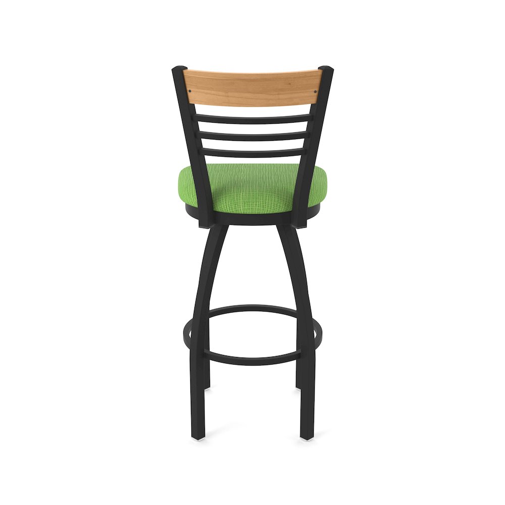 30" Swivel Bar Stool, Black Wrinkle Finish, Medium Back, Graph Parrot Seat