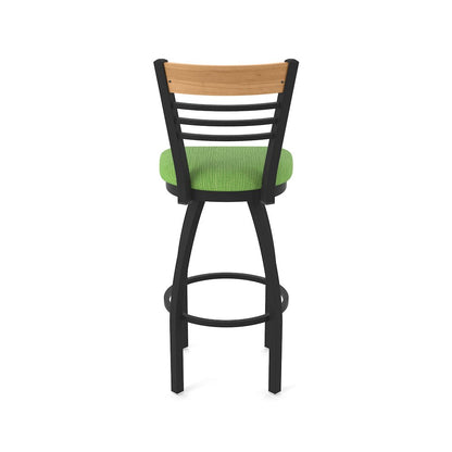 30" Swivel Bar Stool, Black Wrinkle Finish, Medium Back, Graph Parrot Seat