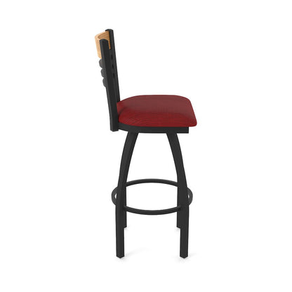 30" Swivel Bar Stool, Black Wrinkle Finish, Medium Back, Graph Ruby Seat