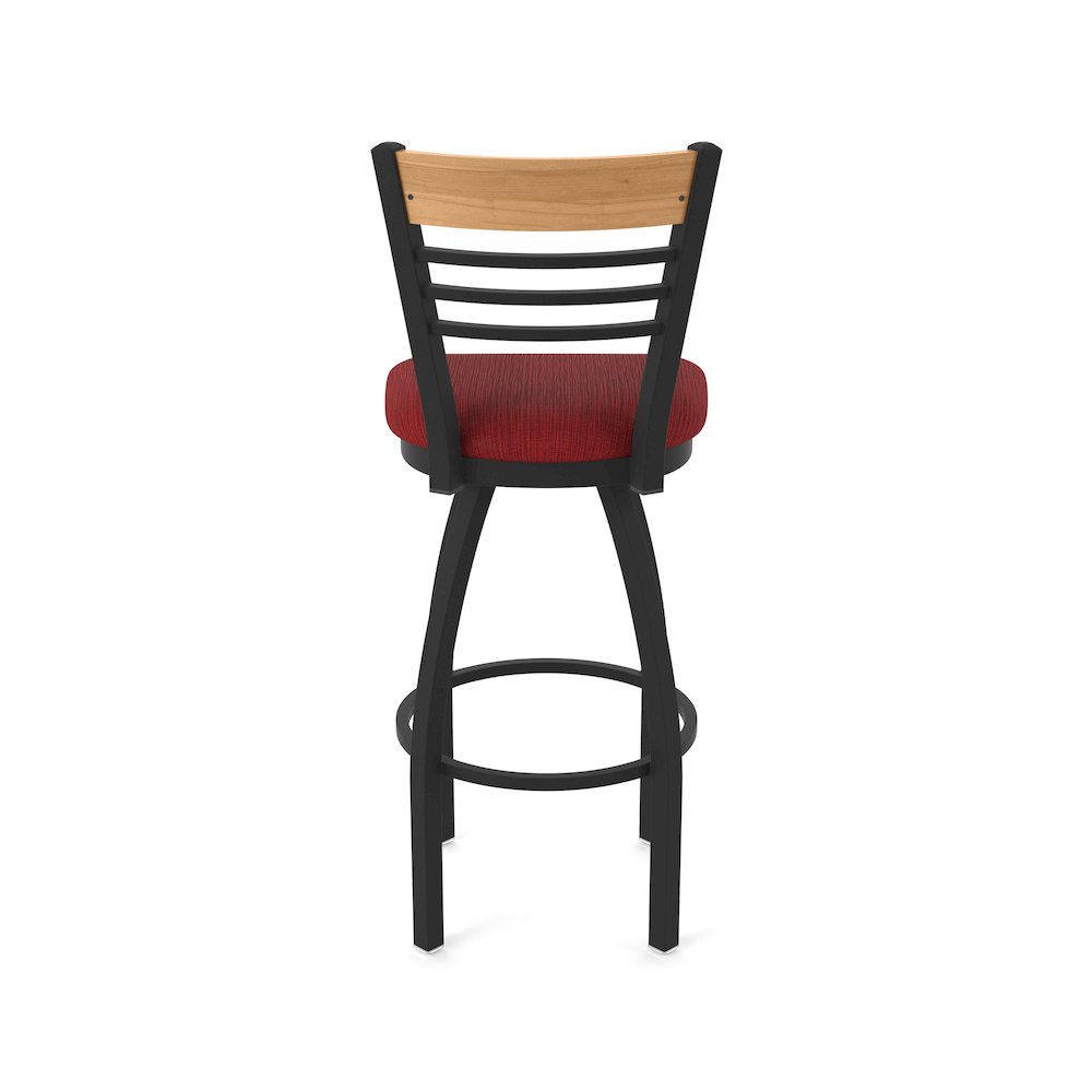 30" Swivel Bar Stool, Black Wrinkle Finish, Medium Back, Graph Ruby Seat