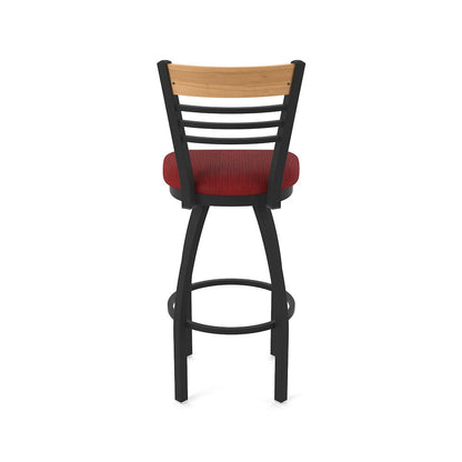 30" Swivel Bar Stool, Black Wrinkle Finish, Medium Back, Graph Ruby Seat