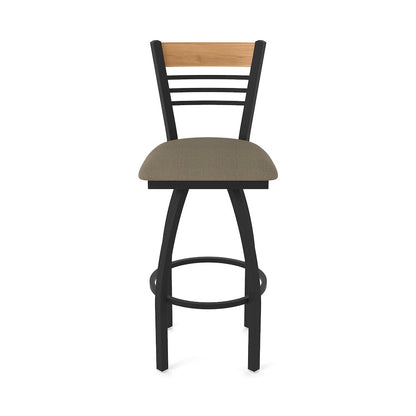 30" Swivel Bar Stool, Black Wrinkle Finish, Medium Back, Graph Cork Seat