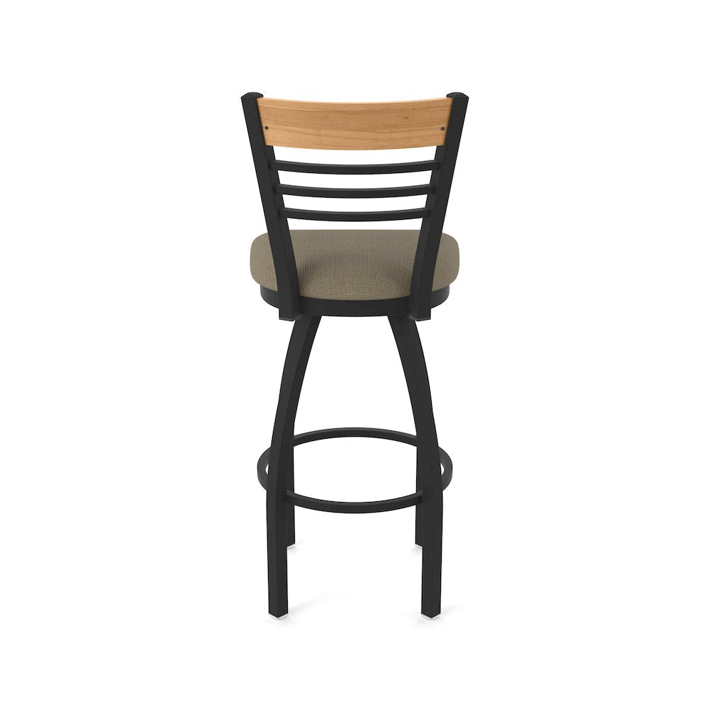 30" Swivel Bar Stool, Black Wrinkle Finish, Medium Back, Graph Cork Seat