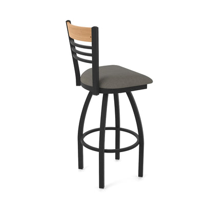 30" Swivel Bar Stool, Black Wrinkle Finish, Medium Back, Graph Chalice Seat