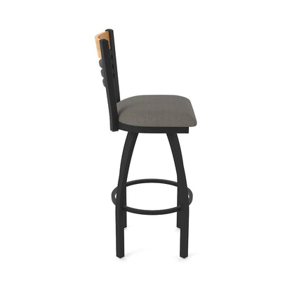 30" Swivel Bar Stool, Black Wrinkle Finish, Medium Back, Graph Chalice Seat