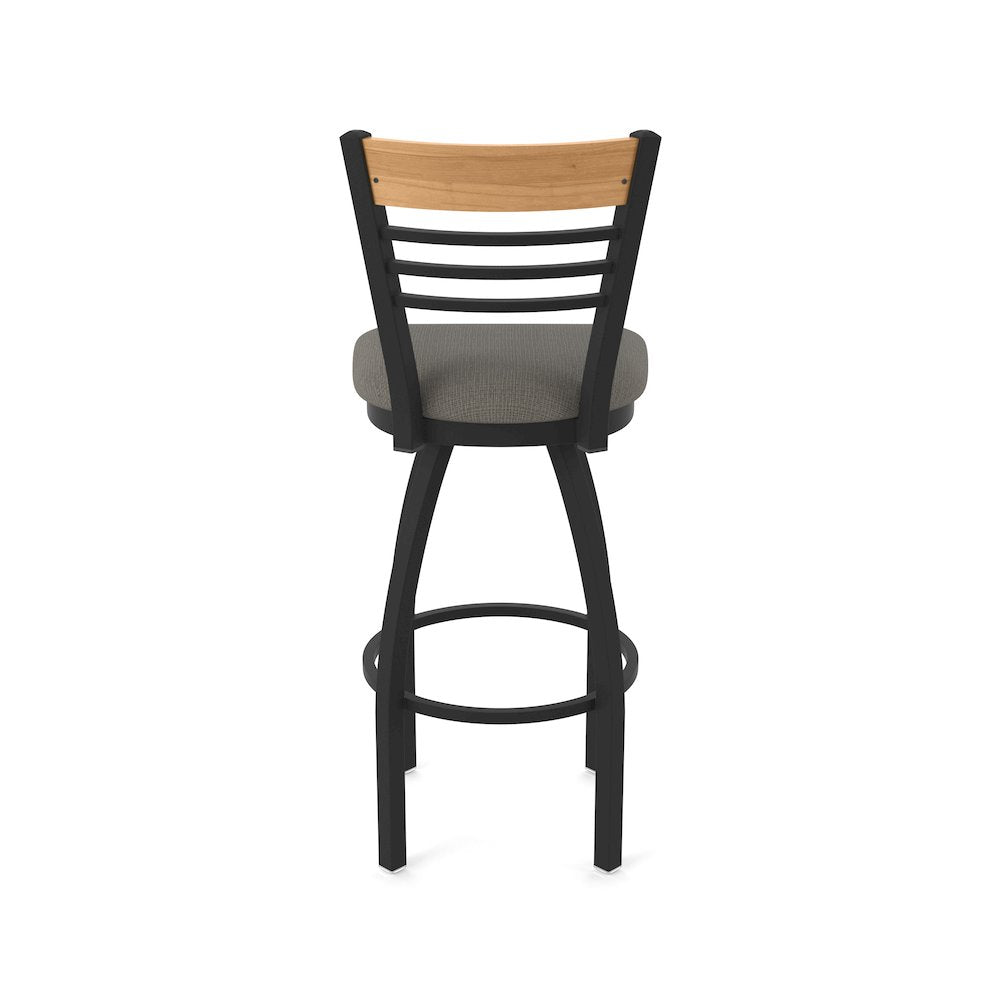 30" Swivel Bar Stool, Black Wrinkle Finish, Medium Back, Graph Chalice Seat