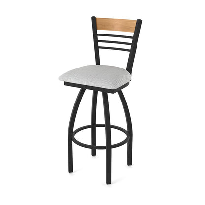 30" Swivel Bar Stool, Black Wrinkle Finish, Medium Back, Graph Alpine Seat