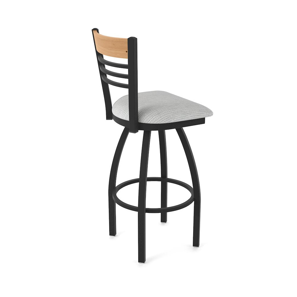 30" Swivel Bar Stool, Black Wrinkle Finish, Medium Back, Graph Alpine Seat