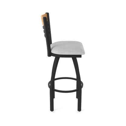 30" Swivel Bar Stool, Black Wrinkle Finish, Medium Back, Graph Alpine Seat