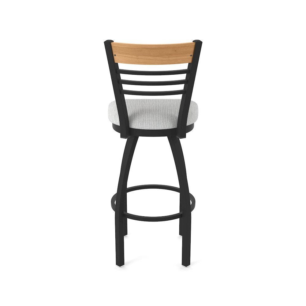 30" Swivel Bar Stool, Black Wrinkle Finish, Medium Back, Graph Alpine Seat