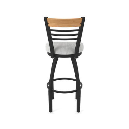 30" Swivel Bar Stool, Black Wrinkle Finish, Medium Back, Graph Alpine Seat