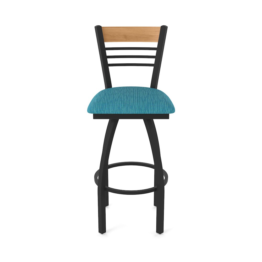30" Swivel Bar Stool, Black Wrinkle Finish, Medium Back, Graph Tidal Seat