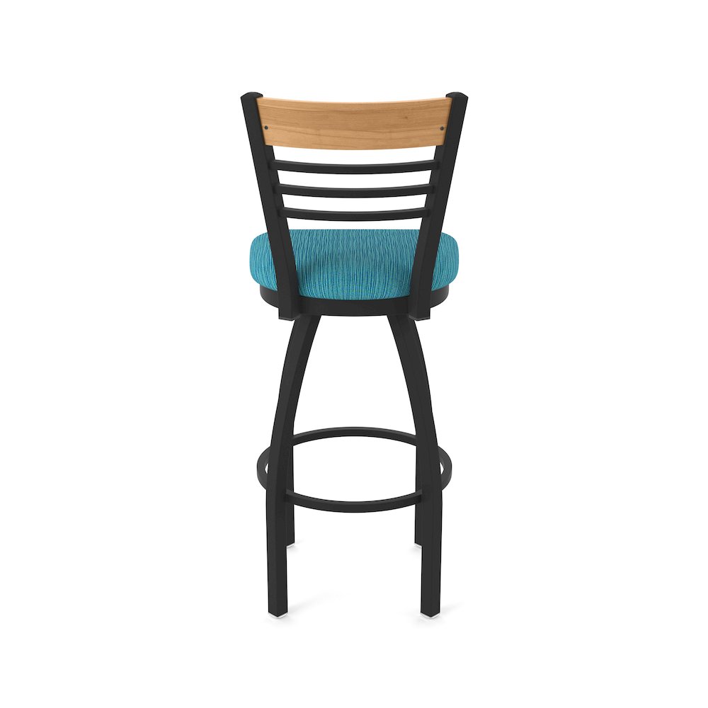 30" Swivel Bar Stool, Black Wrinkle Finish, Medium Back, Graph Tidal Seat