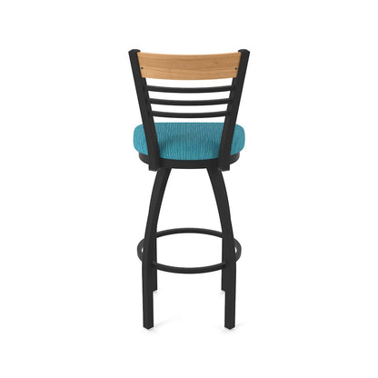 30" Swivel Bar Stool, Black Wrinkle Finish, Medium Back, Graph Tidal Seat