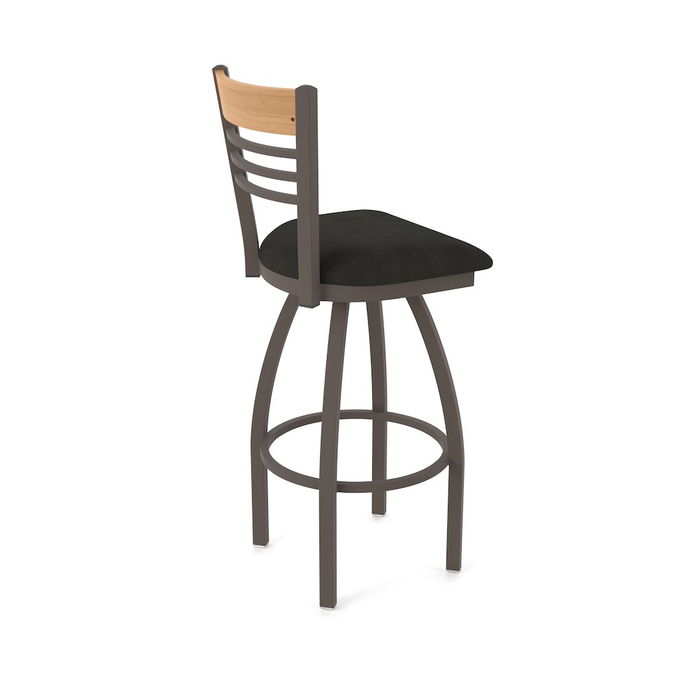 30" Swivel Bar Stool, Bronze Finish, Medium Back, Canter Espresso Seat