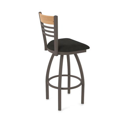 30" Swivel Bar Stool, Bronze Finish, Medium Back, Canter Espresso Seat