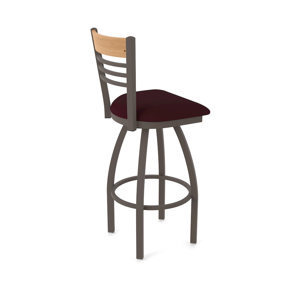 30" Swivel Bar Stool, Bronze Finish, Medium Back, Canter Bordeaux Seat